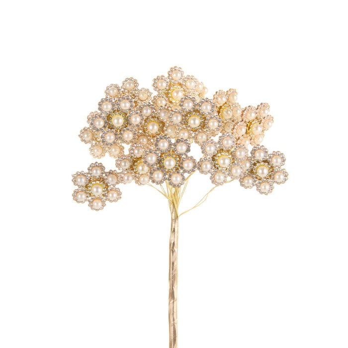 20 Gold and Pearl Floral Pick