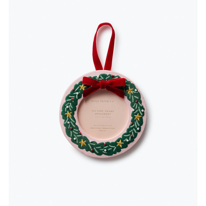 Christmas Wreath Embroidered Frame Ornament
