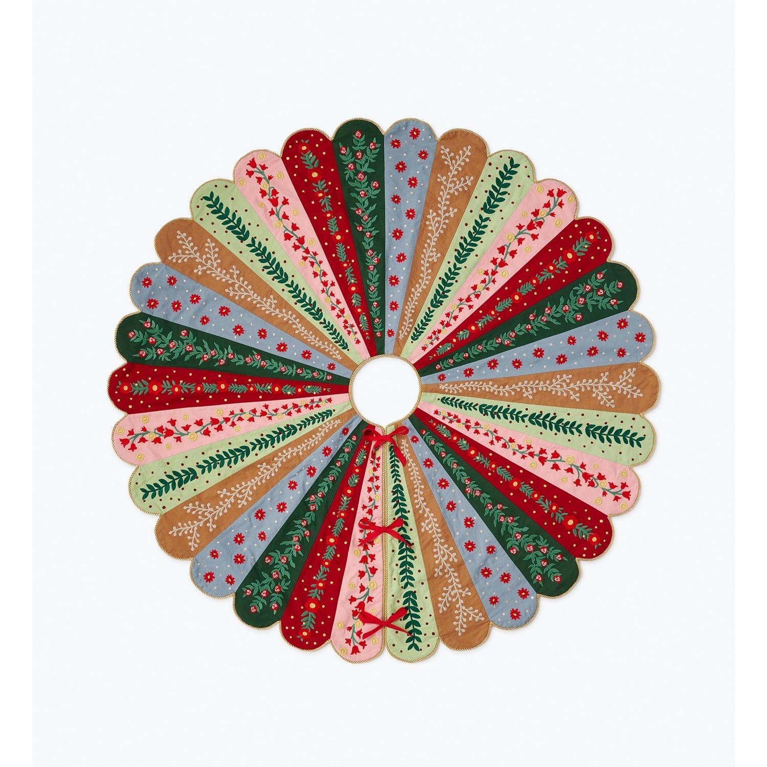 Holly Jolly Embroidered Tree Skirt