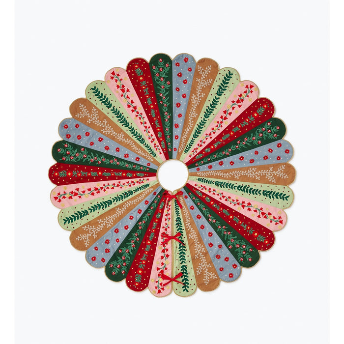 Holly Jolly Embroidered Tree Skirt