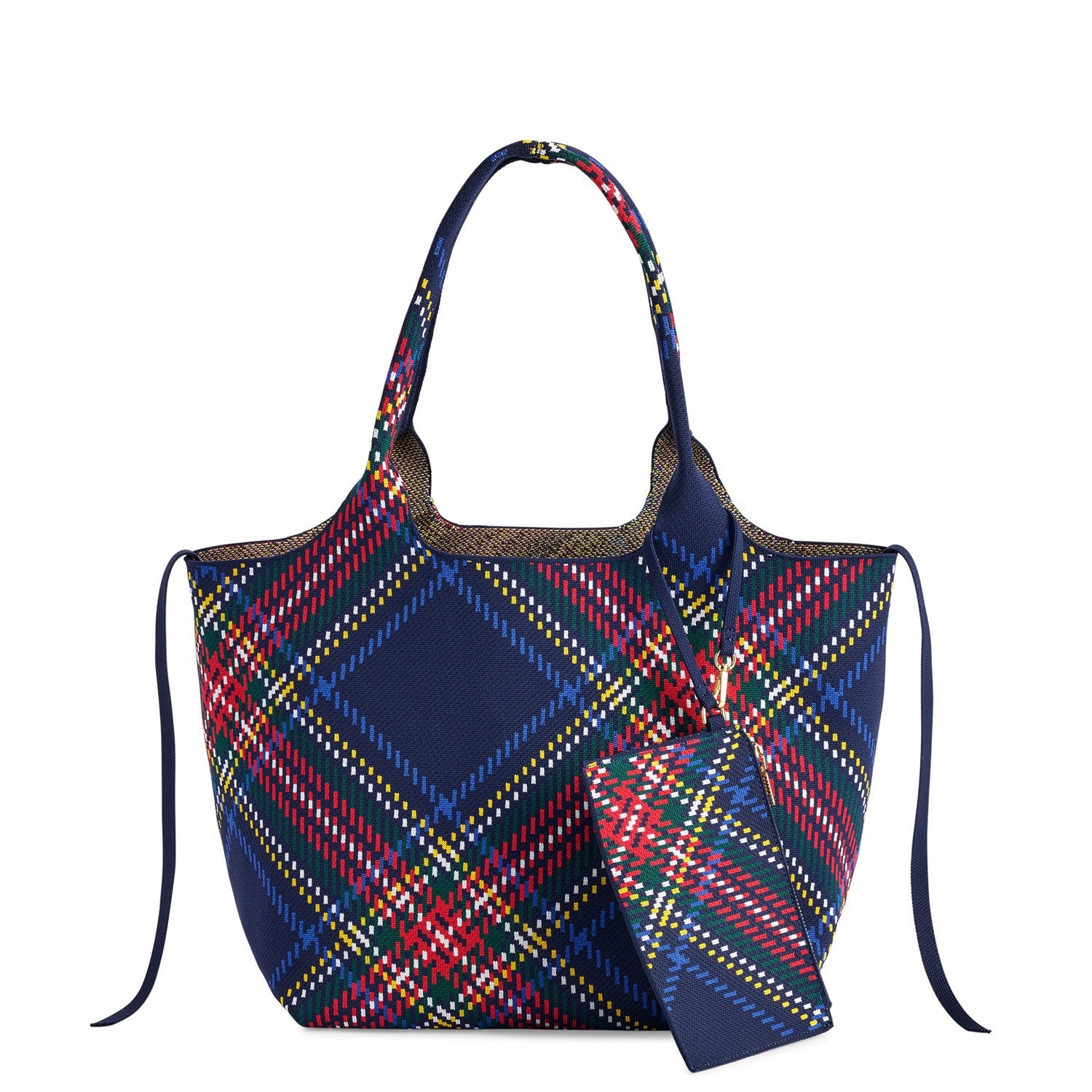 ROBBIE PLAID TOTE,BLUE