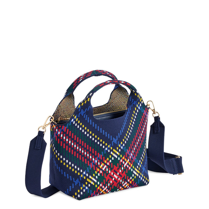ROBBIE PLAID MINI TOTE,BLUE