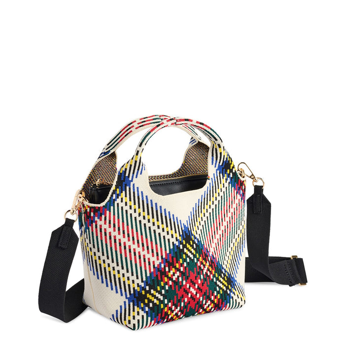 ROBBIE PLAID MINI TOTE,IVORY