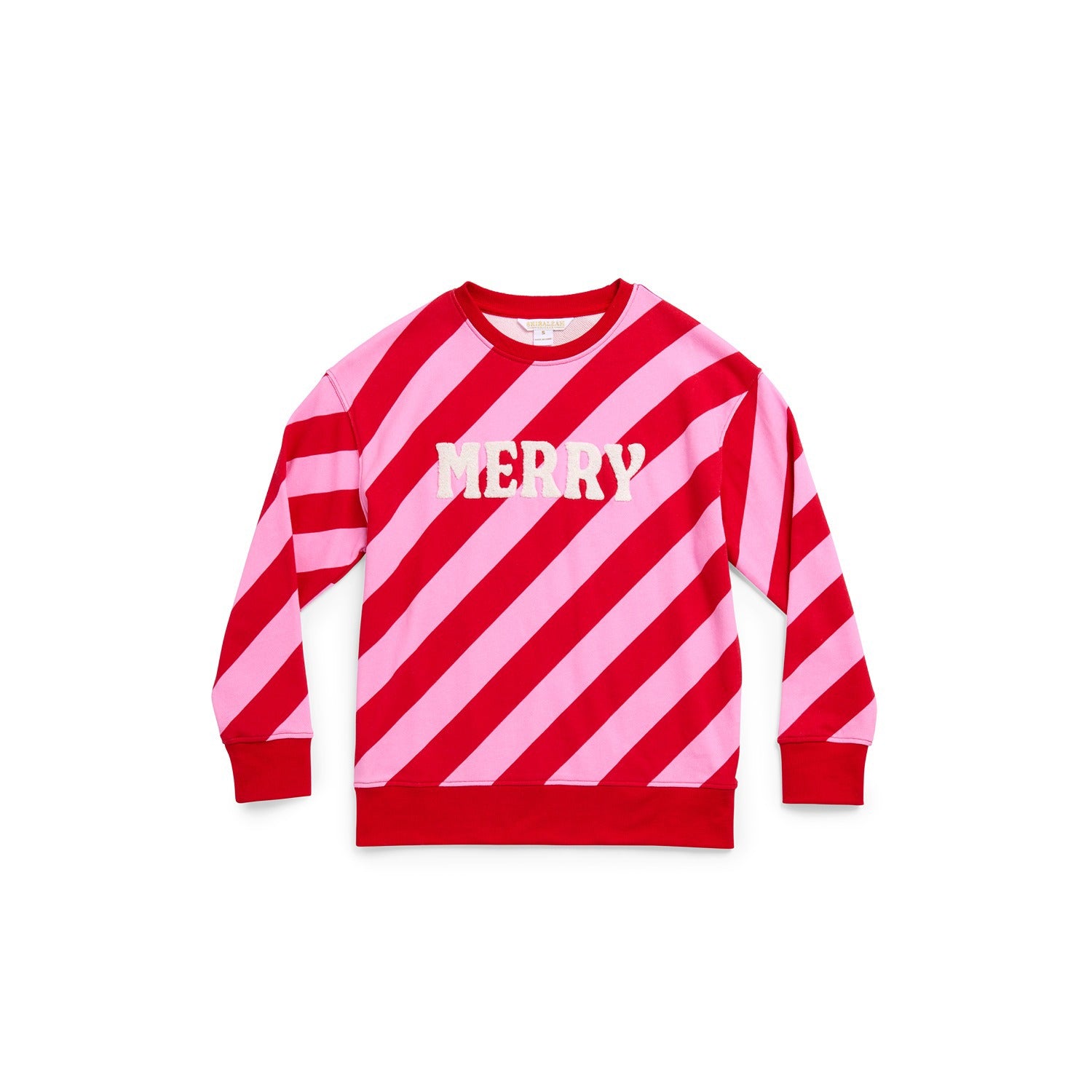 ASST/6 "MERRY" DIAGONAL STRIPED CLASSIC SWEATSHIRT