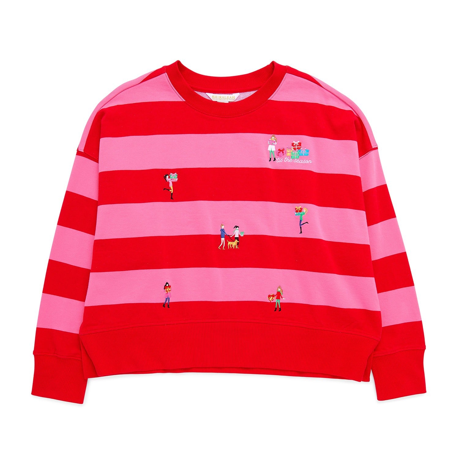 ASST/8 GIFTING EMBROIDERY RELAXED SWEATSHIRTS,RED