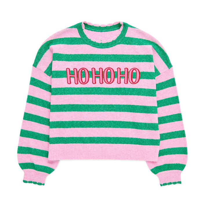 ASST/8 "HO HO HO" SCALLOP TRIM RELAXED SWEATERS,GR