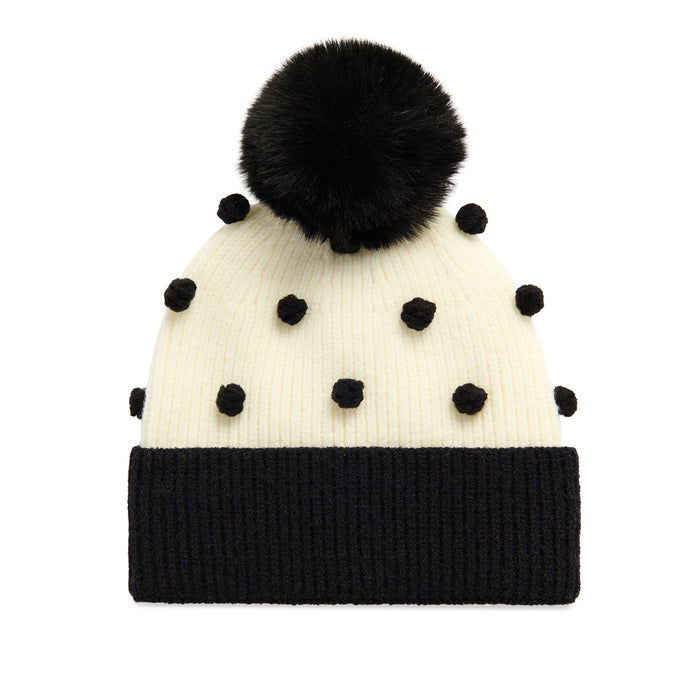 JOLLY POM POM BEANIE,BLACK