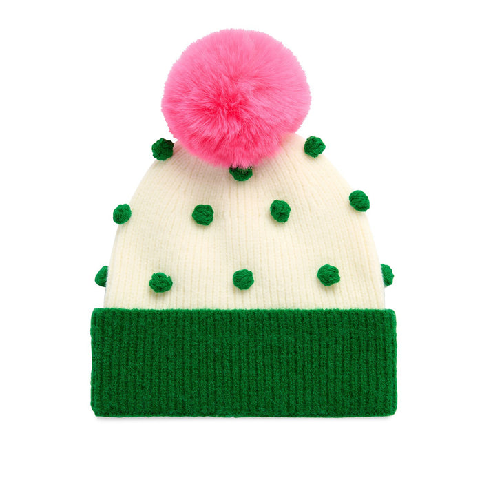 JOLLY POM POM BEANIE,GREEN