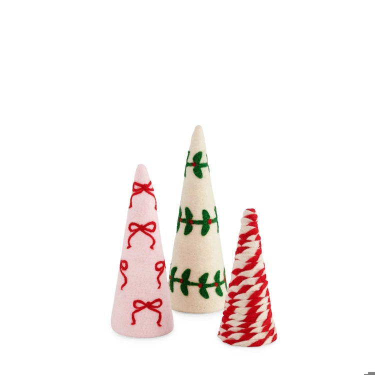 ASSORTED SET OF 3 FESTIVE BOW DECORATIVE TREES,MULTI