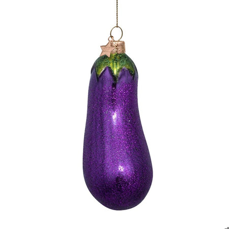 Ornament glass purple eggplant H5"