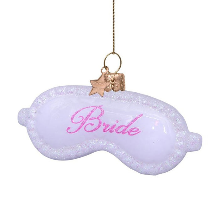 Ornament glass white sleeping bride mask H1.75"