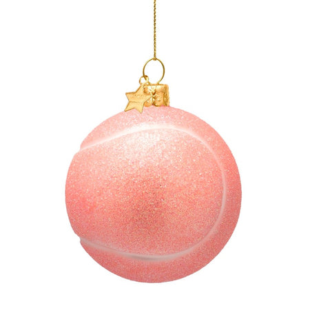 Ornament glass opal soft pink tennis ball H3"