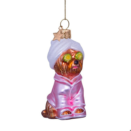 Ornament glass selfcare dog H3.75"