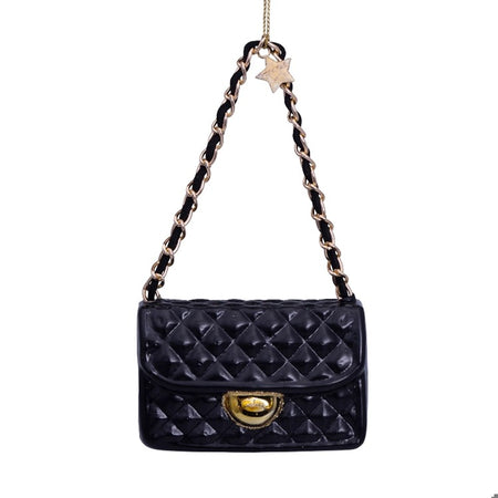 Ornament glass black fashion bag H2.25"
