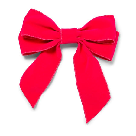 Velvet bow with clip set of 2 pink W8"