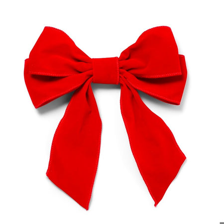 Velvet bow with clip set of 2 red W8"
