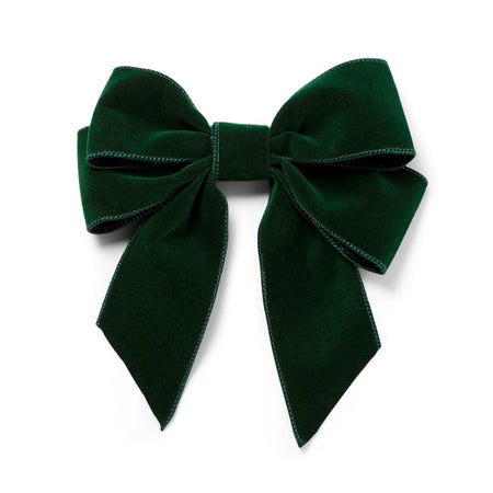 Velvet bow with clip set of 2 green W8"