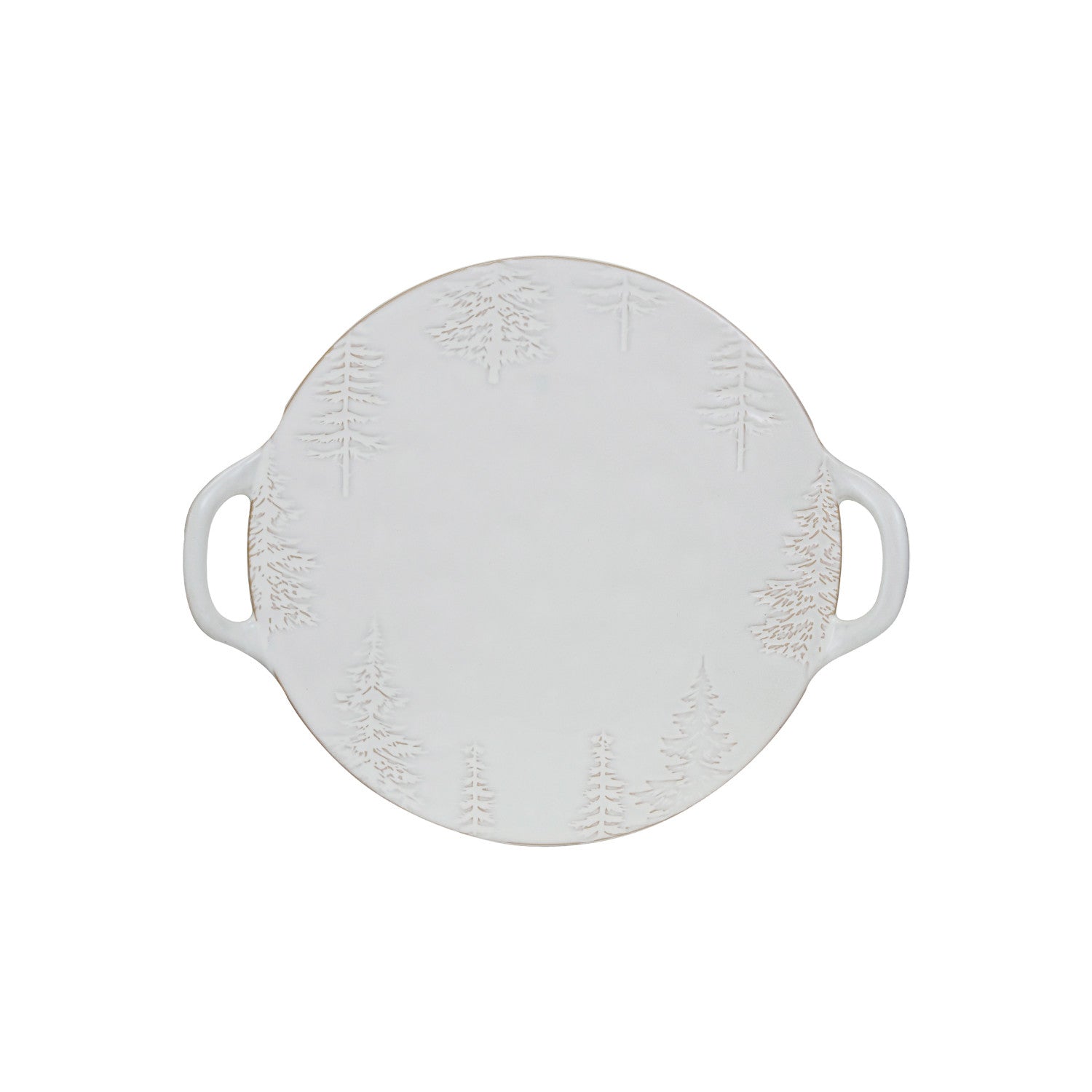 Debossed Stoneware Tray/Platter w/ Trees & Handles (Each One Will Vary)