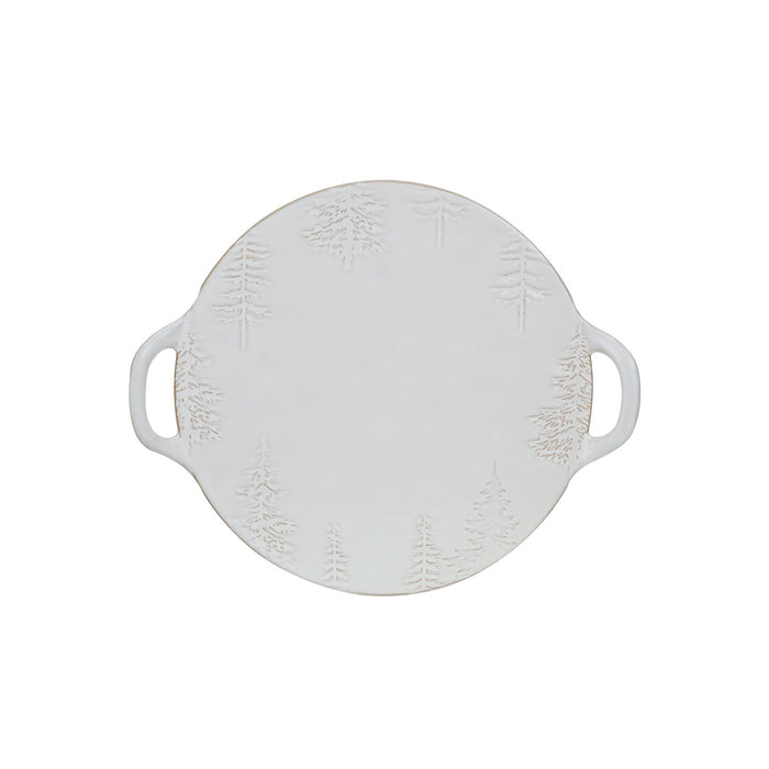Debossed Stoneware Tray/Platter w/ Trees & Handles (Each One Will Vary)