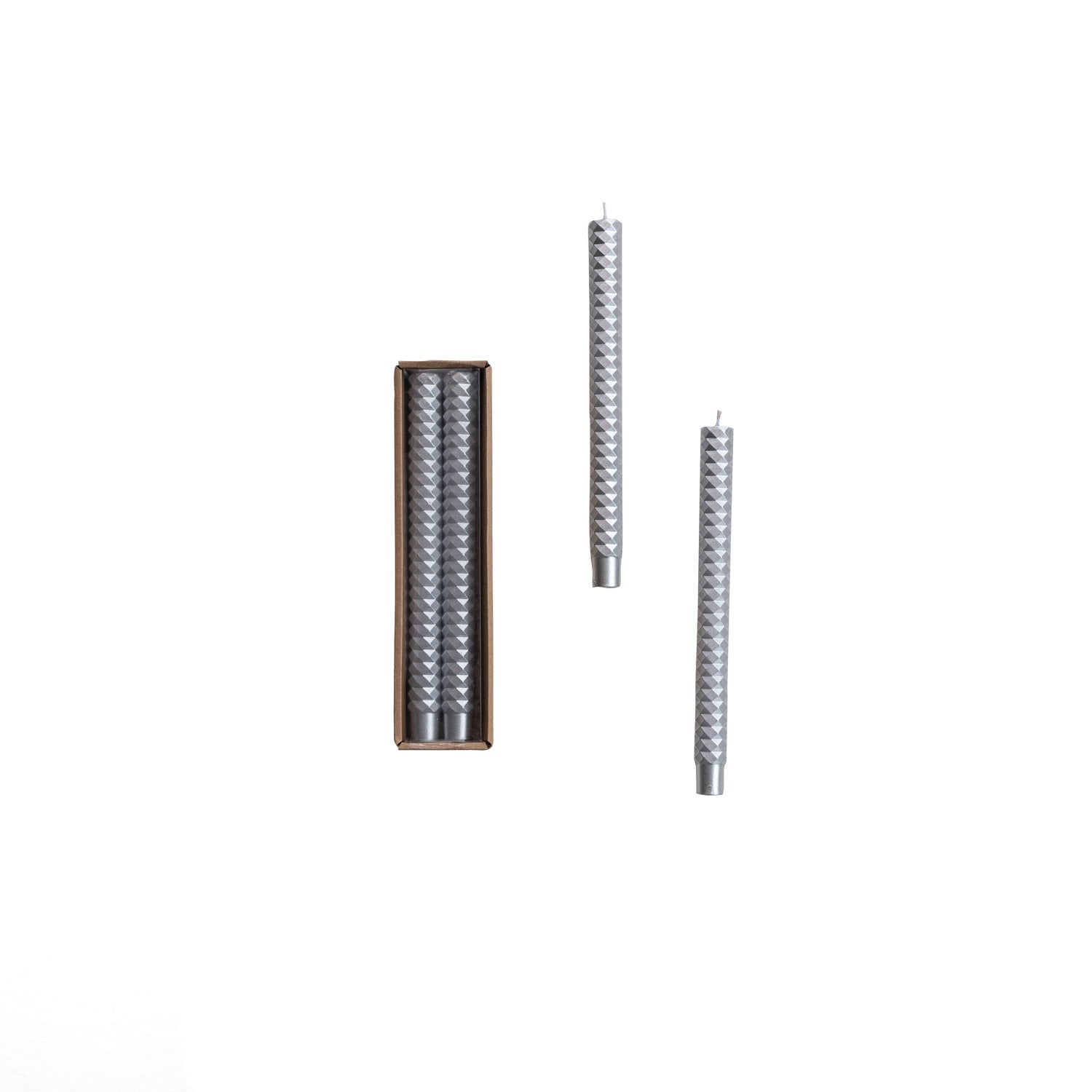 Unscented Faceted Taper Candles in Box, Set of 2