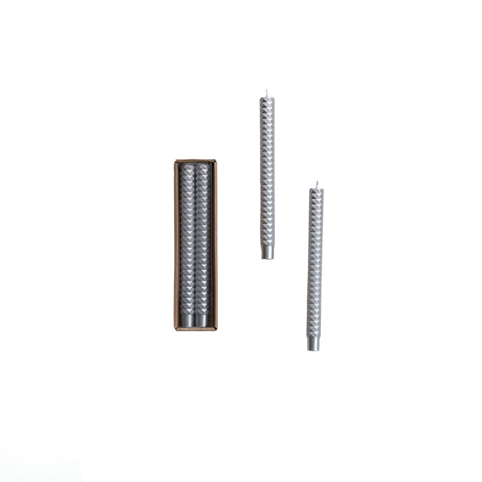 Unscented Faceted Taper Candles in Box, Set of 2