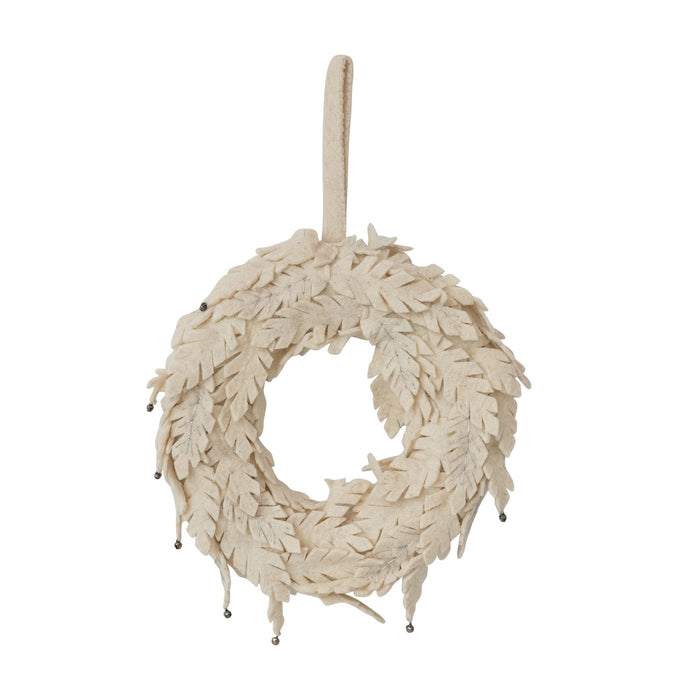 Handmade Wool Felt Leaves Wreath with Metal Jingle Bells
