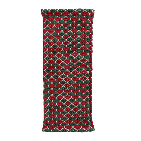 Hand-Woven Cotton Chindi Table Runner with Pattern