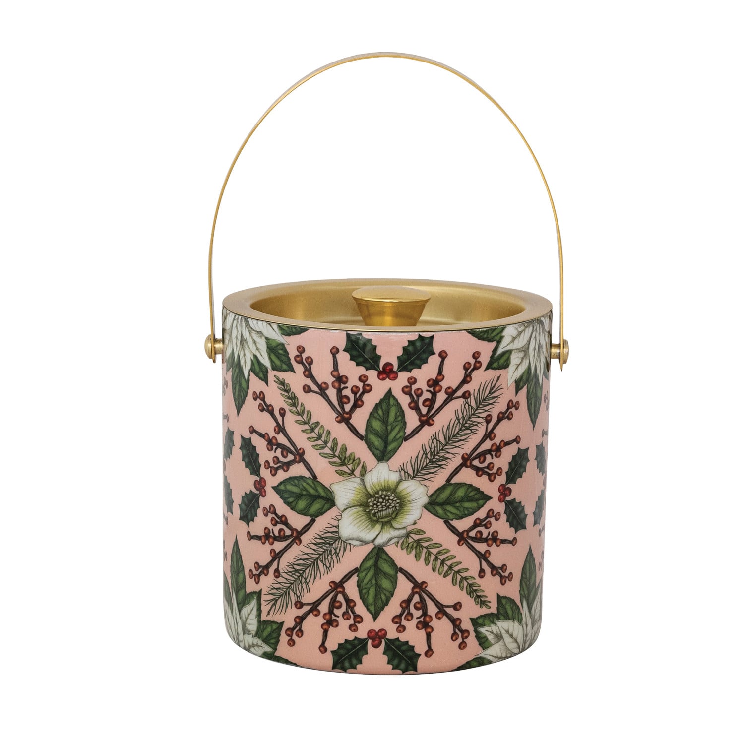 1-1/2 Quart Enameled Stainless Steel Ice Bucket with Seasonal Botanical Pattern ©