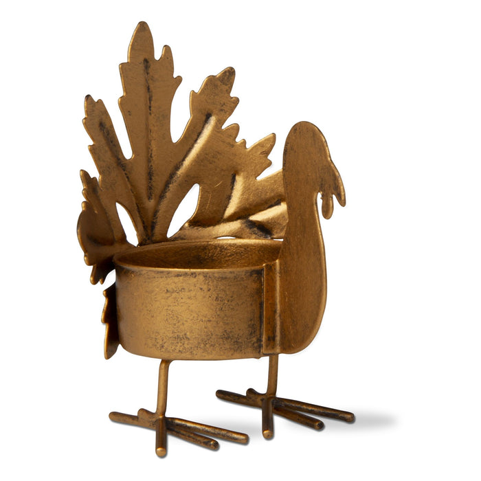 Turkey standing tealight holder - antique gold
