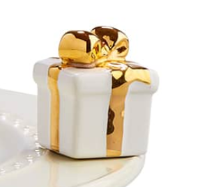 White gift with gold bow (A185)