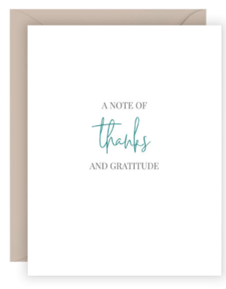 A Note of Thanks