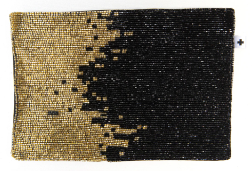 Beaded Clutch - Black w/Gold