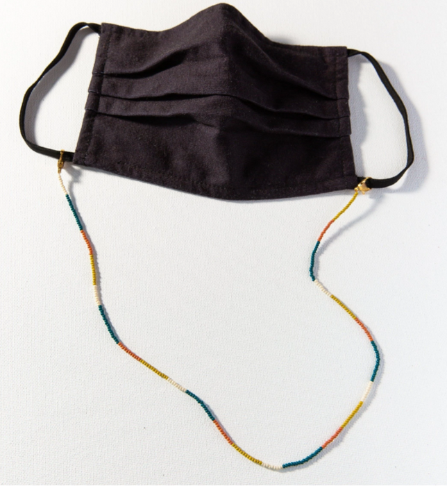 Multi Beaded Mask Necklace - Rust Stripe