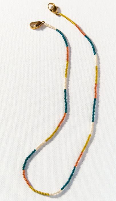Multi Beaded Mask Necklace - Rust Stripe