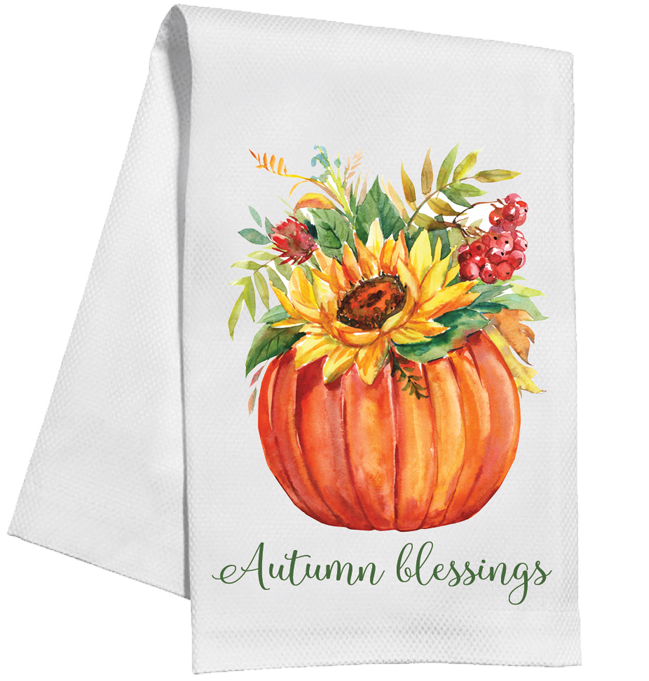 Floral Pumpkin Kitchen Towel