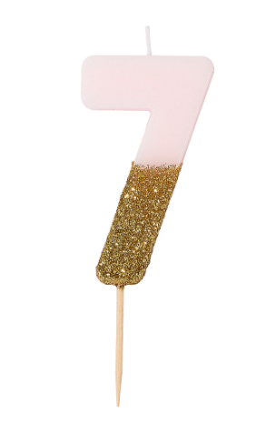 Glitter Number Candle | Pink