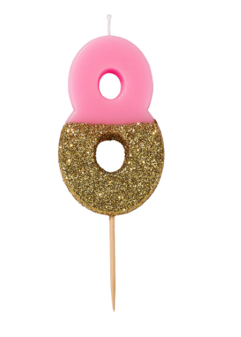 Glitter Number Candle | Pink