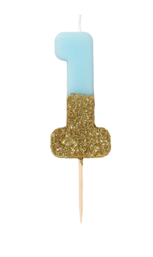 Glitter Number Candle | Blue