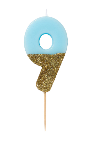 Glitter Number Candle | Blue
