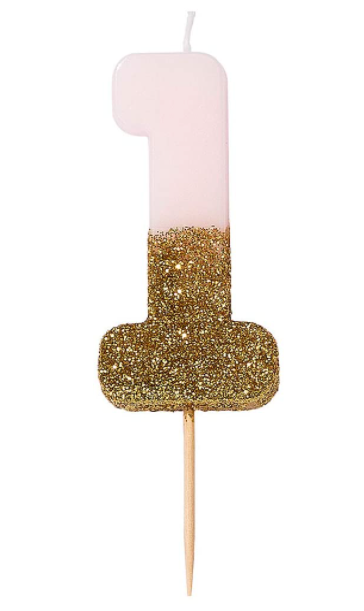 Glitter Number Candle | Pink