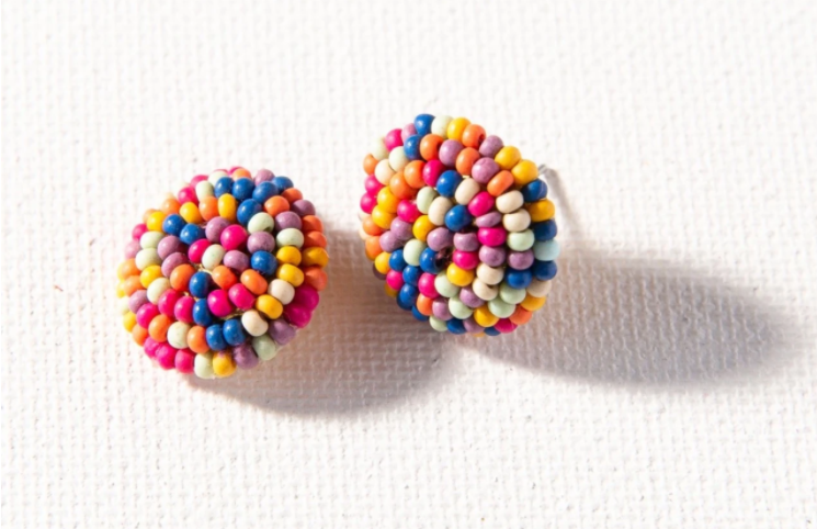 Beaded Button Post - Confetti (PSER0201CN)