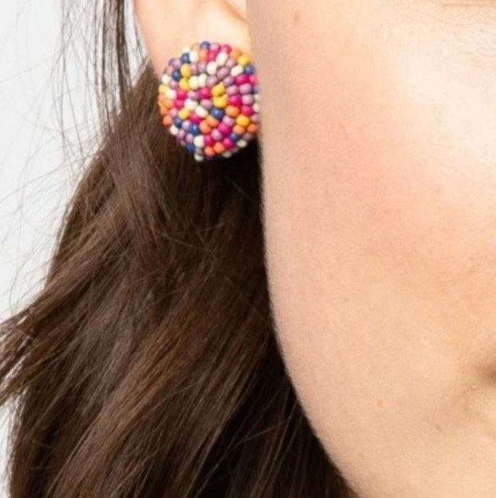 Beaded Button Post - Confetti (PSER0201CN)