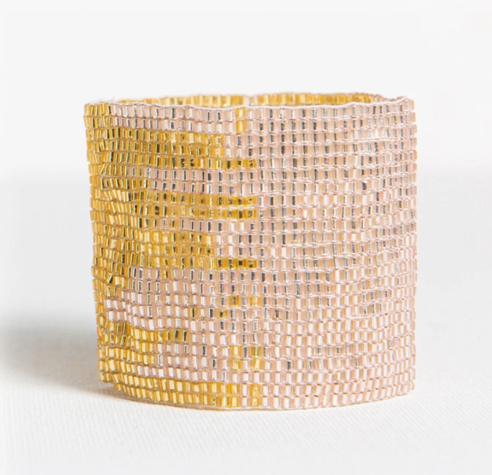 Beaded Stretch Bracelet - Blush and Gold (PRBR0505)