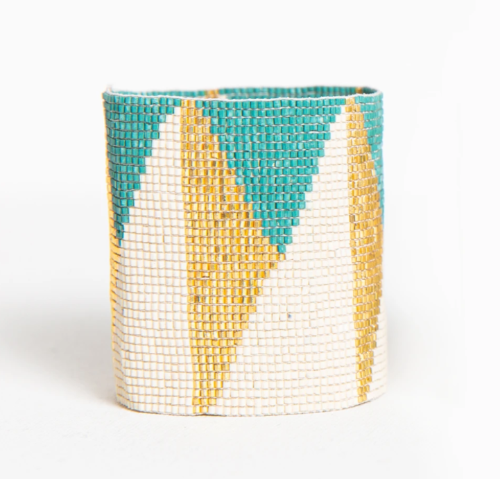 Thick Luxe Bracelet - Teal and Gold Triangle (LXBR0105)
