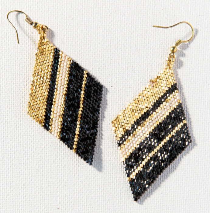 3.5" Diamond Earring - Black and Gold (LXER0301)