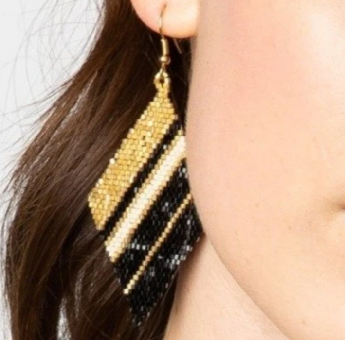 3.5" Diamond Earring - Black and Gold (LXER0301)