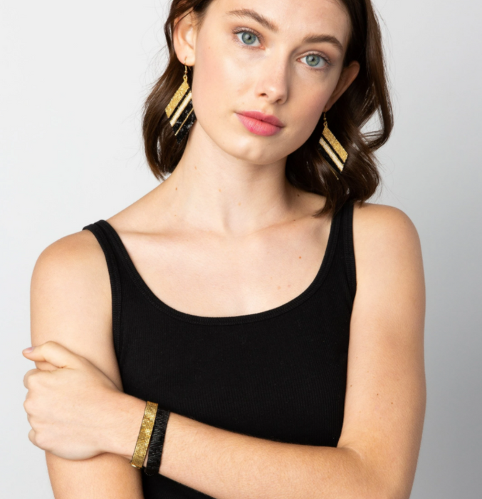 3.5" Diamond Earring - Black and Gold (LXER0301)