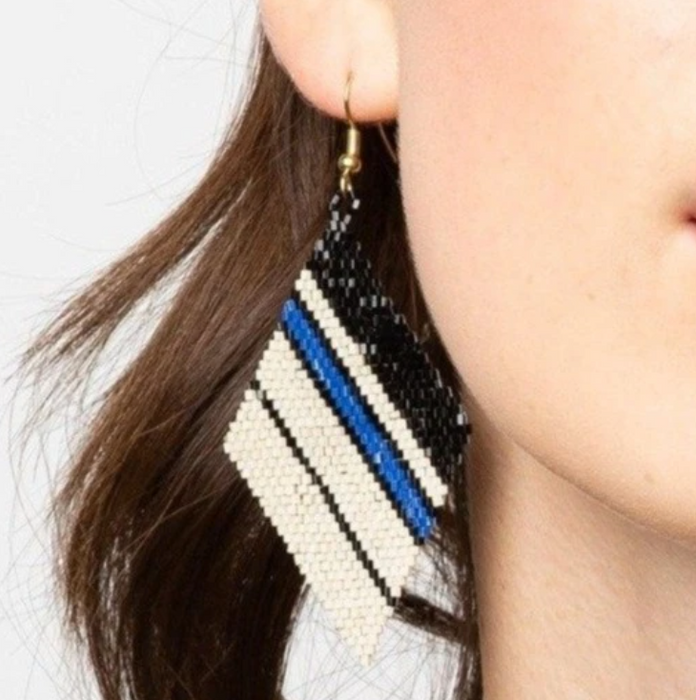 3.5" Diamond Earring - Black and Lapis (LXER0307)
