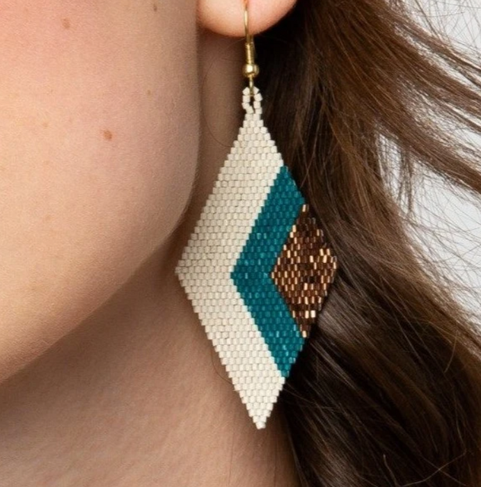 3.5" Diamond Earring - Peacock and Bronze  (LXER0313)