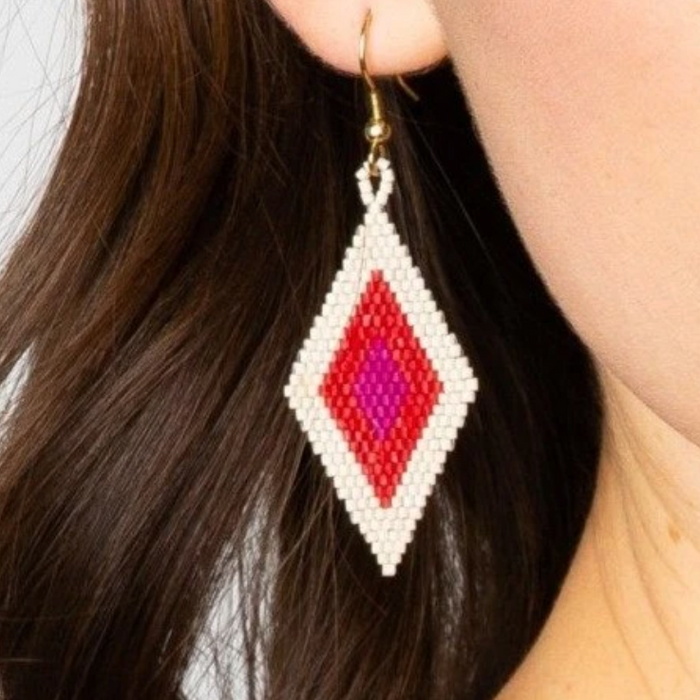 2.5" Diamond Earring - Scarlet and Magenta